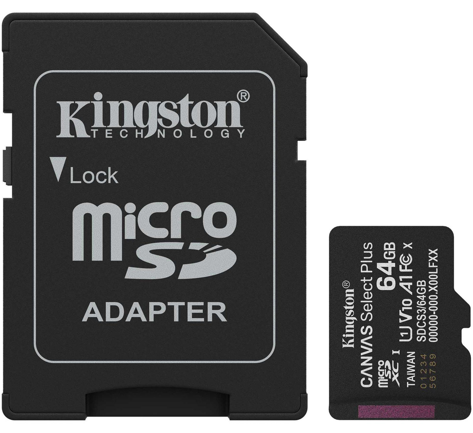 Kingston Technology 64GB microSDXC Canvas Select Plus Gen3 100MB/s A1 MicroSD-kaart met adapter