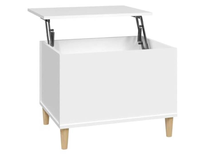 LASWWQMRF Couchtisch Höhenverstellbar Weiß 60x44,5x45 cm mit Fach Höhenverstellbarer Wohnzimmertisch mit Staufach und Beinen aus Eukalyptus-Massivholz für kompakte Räume.