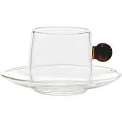 Bilia Kaffeetasse 120 ml bernsteinfarben mit Untertasse