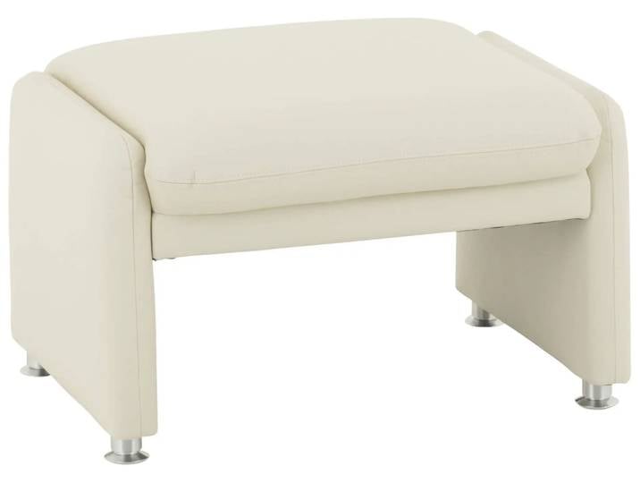 Hocker Grimsel, Leder Porcellan, Füsse Alu,