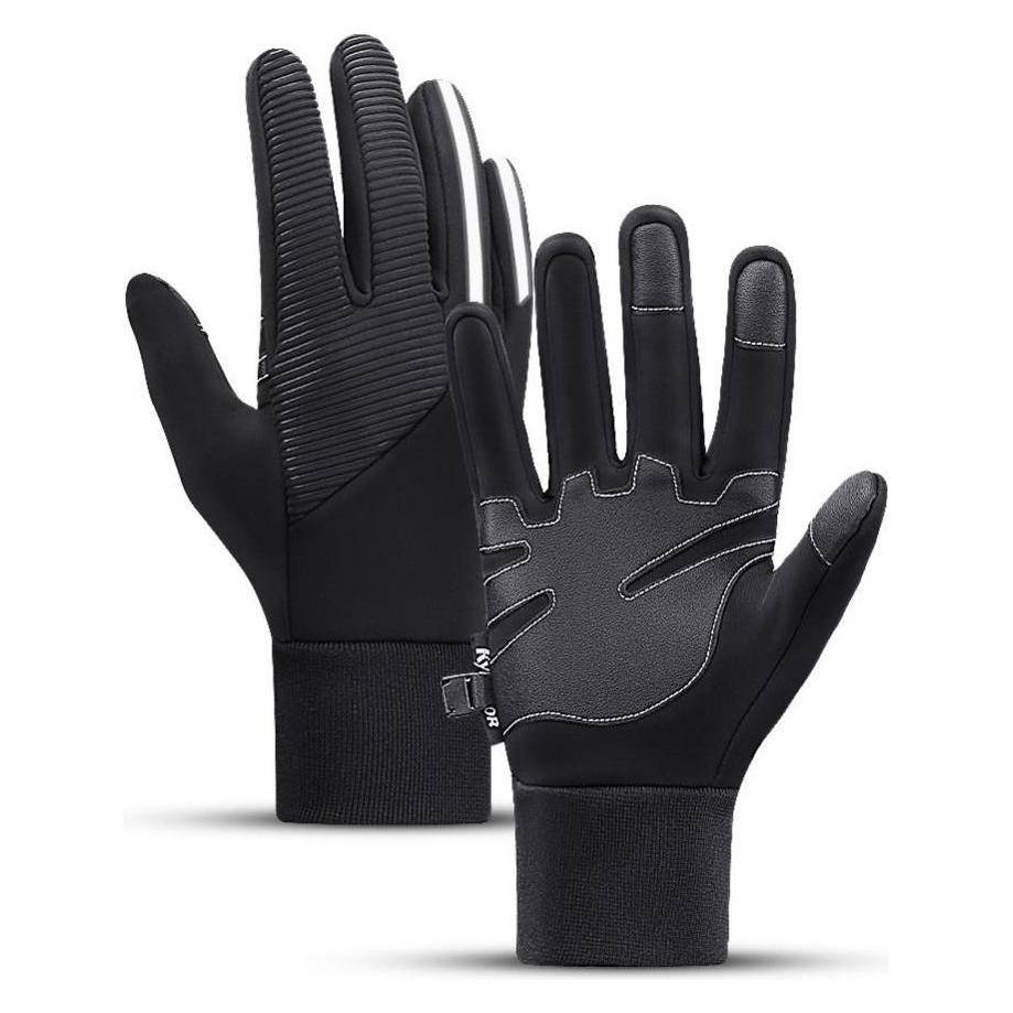 Hurtel Isolierte, rutschfeste Sport-Handyhandschuhe (Grösse XL) - schwarz (XL) (1404978613)