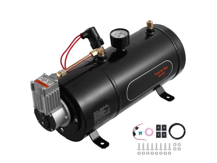 SucceBuy Compresseur d'air 12 V avec réservoir Compresseur d'air à klaxon de train de 0,8 gal Système de compresseur d'air intégré à pression de fonctionnement de 120 psi