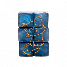 Dice4friends Würfelset D6 - Cat Puzzle Galaxy Blue 300674