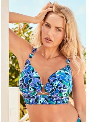 Plus Size Women's Shimmer Ring Bra Sized Underwire Bikini Top by Swimsuits For All in Blue Paradise (Size 38 F)