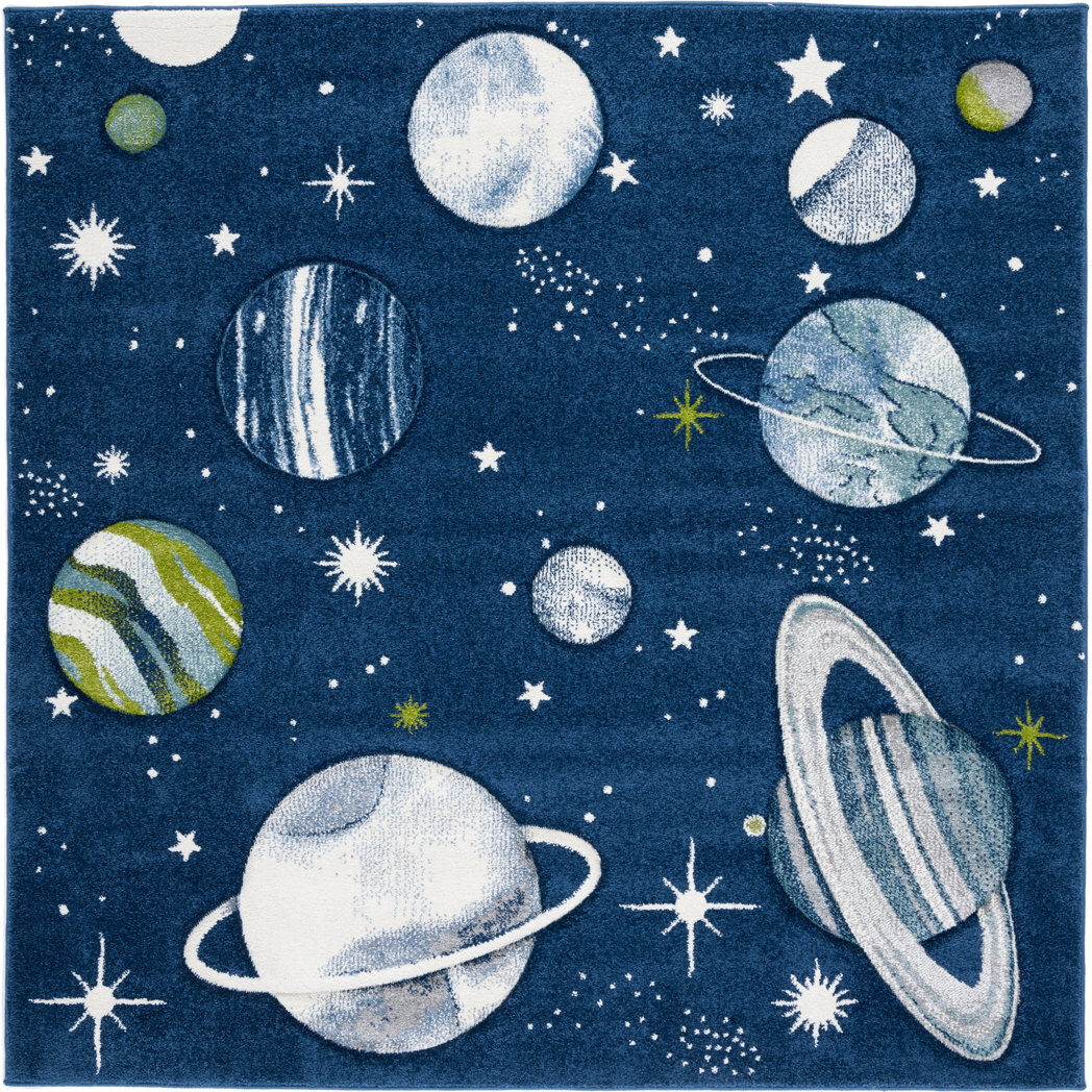 Isabelle & Max Carousel Kids Space Area Rug In Navy / Ivory Navy;Ivory Square 160cm
