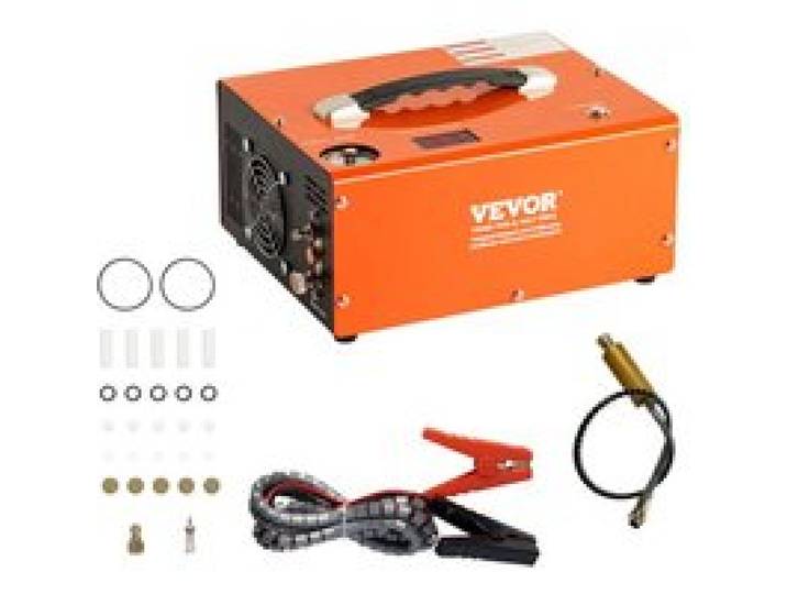 VEVOR PCP Kompressor 30Mpa/4500PSI Luftkompressor 0,5L DC12V & AC120V Tauchkompressor Luftpump inkl. 8-mm-Hochdruckschlauchs mit Schnellkupplung Batterieklemmen Filterwatte Airgun Gewehr
