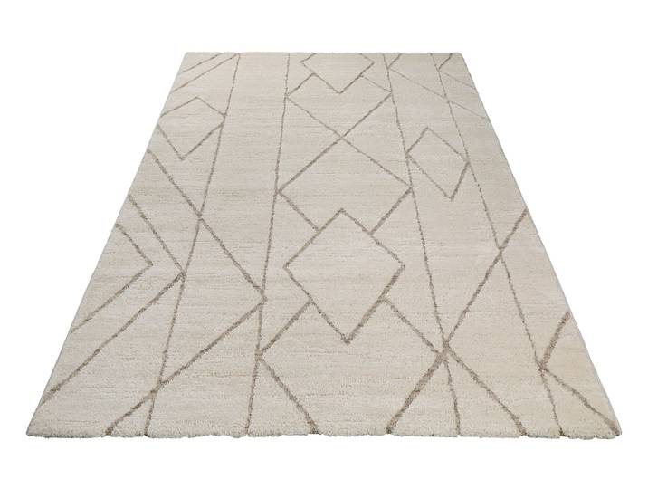 Teppich WECON HOME Pelle , beige (creme,beige), B:200cm H:18mm L:290cm, Kunstfaser, Teppiche, Teppich, Gewebt, Hoch-Tief, pflegeleicht, Rauten Muster, Scandi, Wohnzimmer