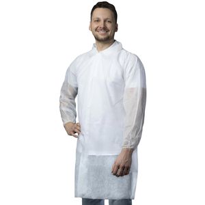 NITRAS-MEDICAL Schutzkittel PP-Besuchermäntel 45430, weiß, PP, 34g/m², Größe XXL, 50 Stück