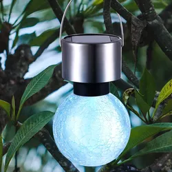 RGB LED Solar Kugel Leuchte Hänge Lampe Crackle Design Strahler Garten Beleuchtung
