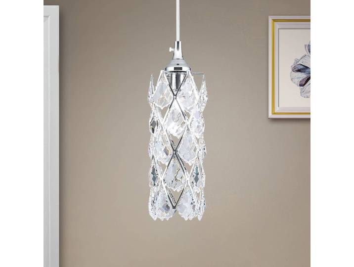 Hanglamp kristal CHARLENE, dimbaar, chroom / zilver, Woon-/ Eetkamer, Kristal, hanglamp