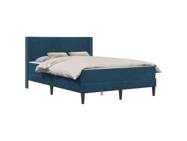 TUERYAFEK Bett Mit Matratze 160x200 Samt Blau Mit Lattenrost, Taschenfederkernmatratze, Kopfteil Aus Sperrholz, Pflegeleicht