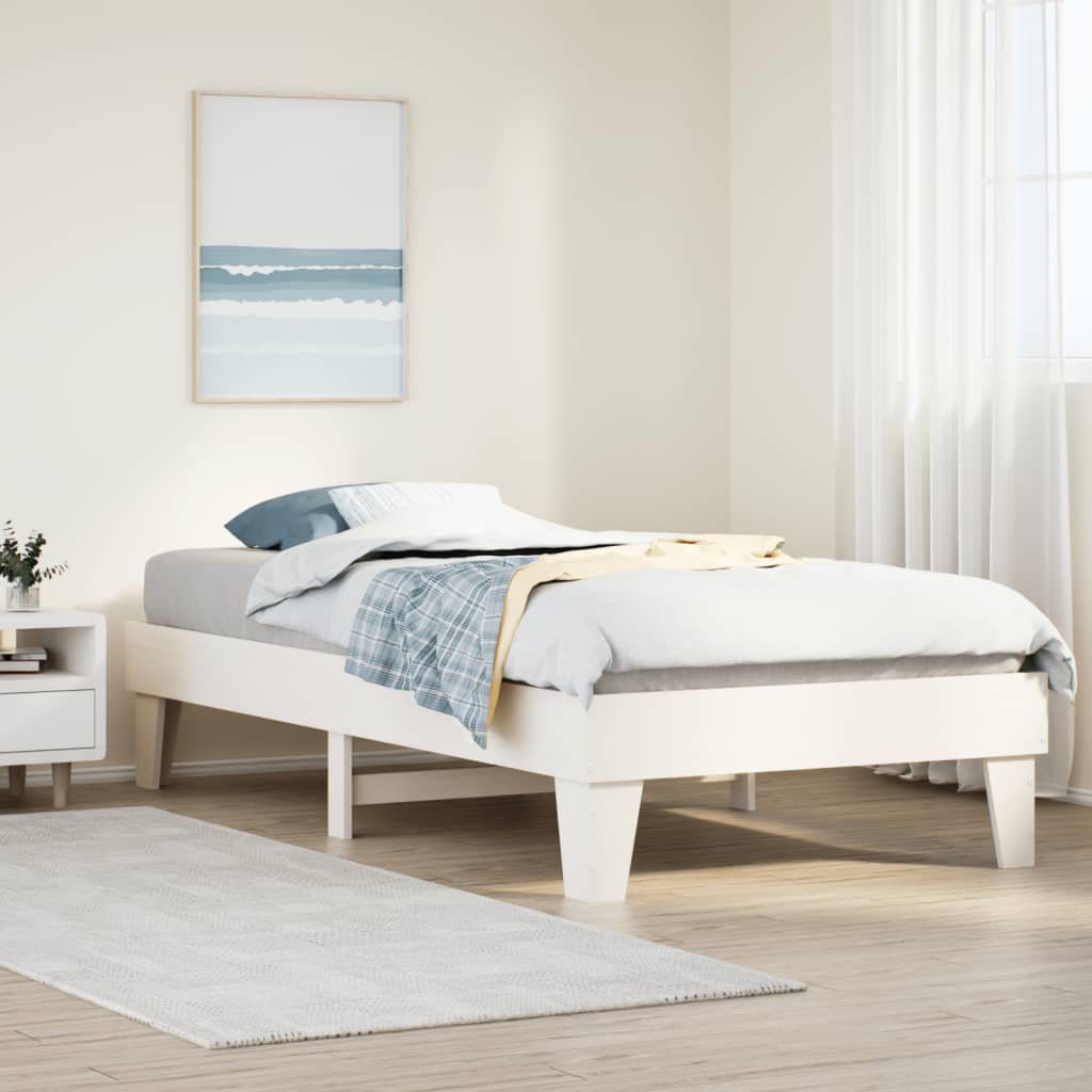 vidaXL Solid Wood Bed Frame White European Single (90 x 200cm)