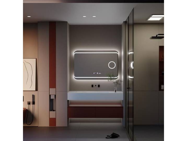 Miroir de Salle de Bain Alessandro Design 100x60cm LED Desembuage Thermometre Loupe Cosmetique