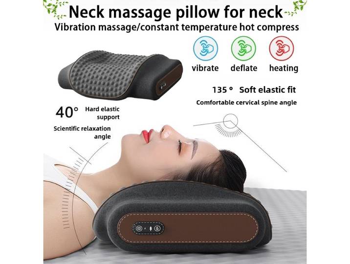 Oreiller de massage cervical multifonctionnel chauffant, protégeant la colonne vertébrale et favorisant le sommeil, oreiller de massage intelligent par pétrissage