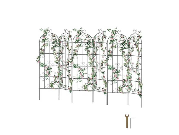 VEVOR Lot de 6 tuteurs pour plantes grimpantes - 51 x 180 cm - En métal inoxydable - Pour fleurs de jardin\, aide à l'escalade - Treillis pour roses\, concombres - Treillis décoratif pour clématites et
