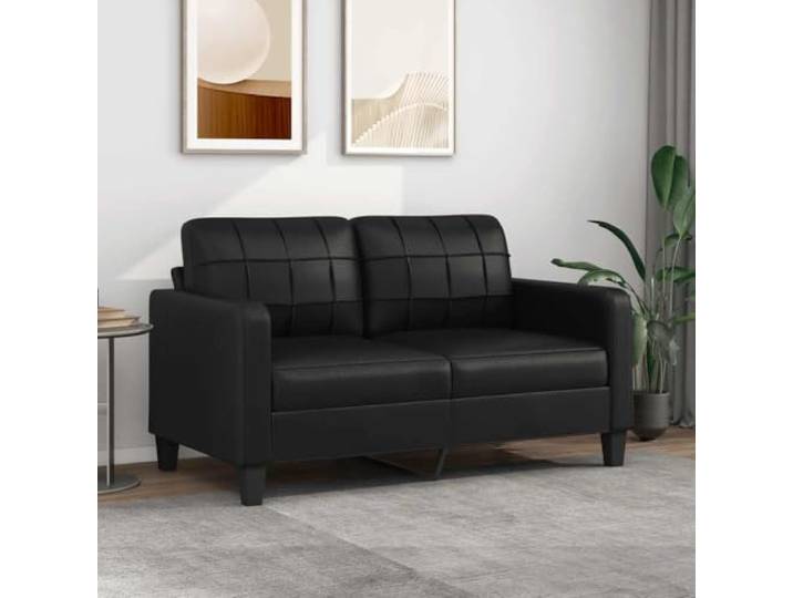 HEFZGDB 2-Sitzer Sofa Schwarz 140 cm Kunstleder Modernes Design Langlebiges Metallgestell Bequem Gepolstert Schmutzabweisend Luxuriöser Look Stabiles Wohnzimmer Sofa