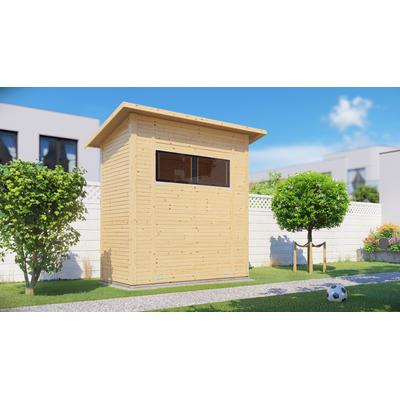 Gartenhaus BERTILO "Pent Modern 1 naturbelassen", beige (natural), ohne Fußboden, ohne Dacheindeckung, Massivholz, Gartenhäuser, Gartenhaus, mit hohen Seitenwänden und einer 1,88 m hohen Doppeltür