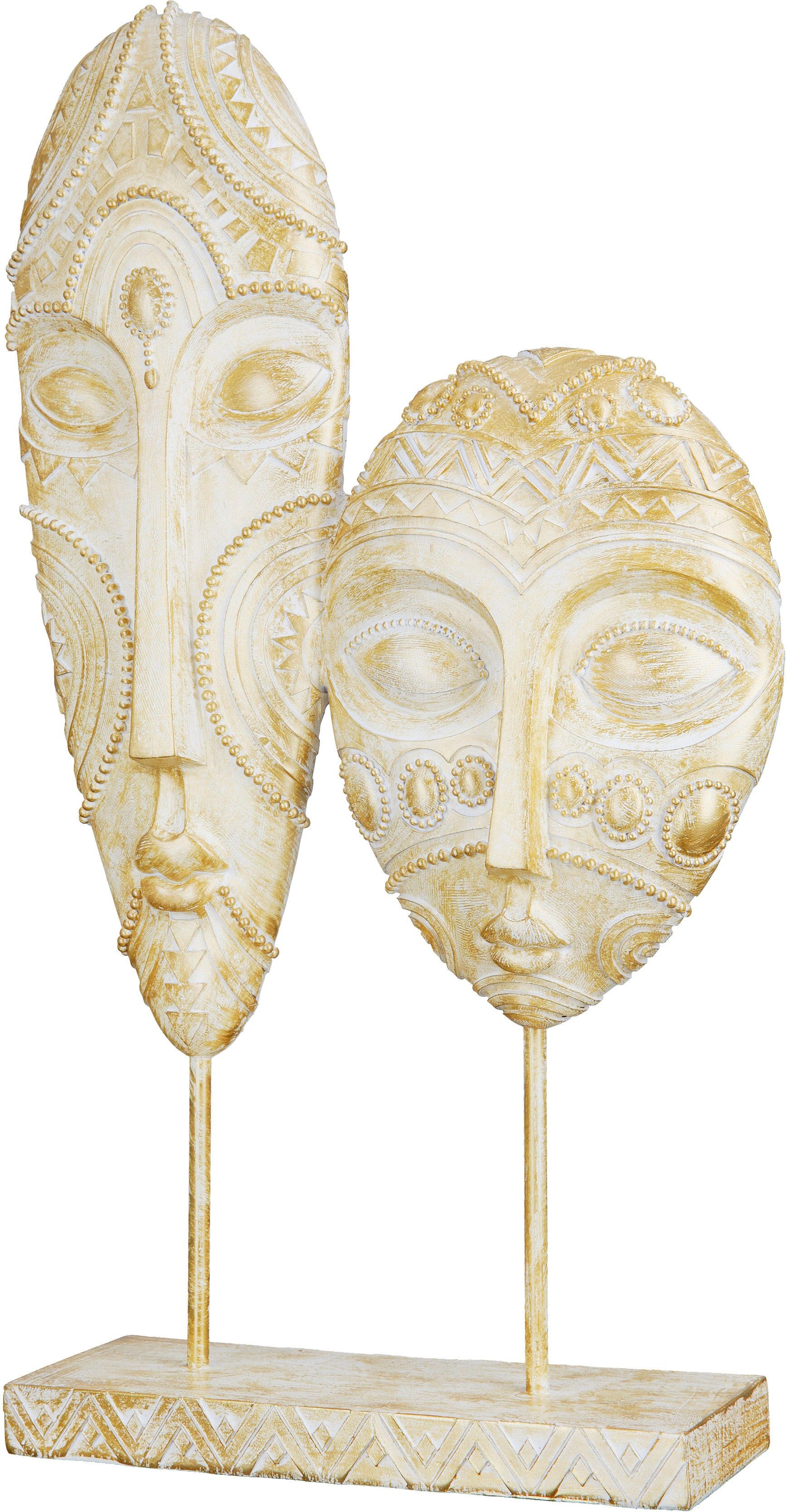 Dekofigur GILDE "Skulptur Giseh", gold (goldfarben), B:18cm H:38cm T:7cm, Kunstharz, Dekofiguren, Dekofigur goldfarben B/H/T: 18cm x 38cm x 7cm