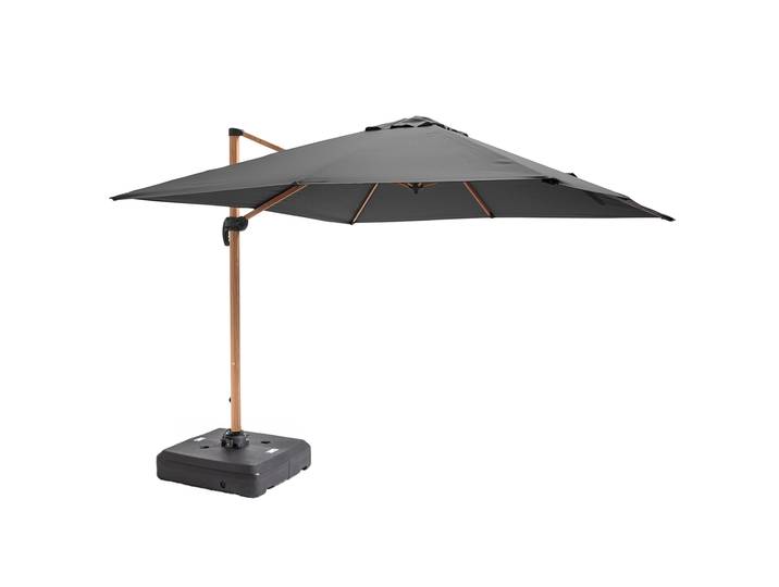 Oviala - Parasol déporté 3x3 m carré inclinable rotatif 360° et dalle à lester sur roues 100L