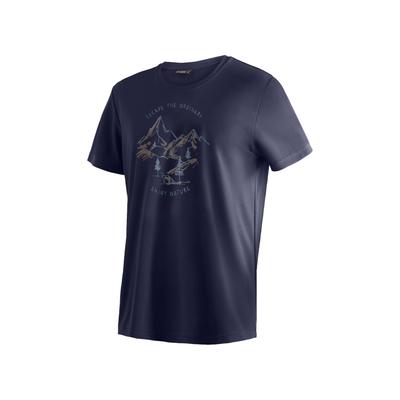 T-Shirt MAIER SPORTS "Dieter Print", Herren, Gr. M, blau (dunkelblau), 100% Polyester, Rundhals, Shirts T-Shirt, Herren Kurzarmshirt, leichtes Sommer Funktionsshirt, Rundhals, Reg Fit