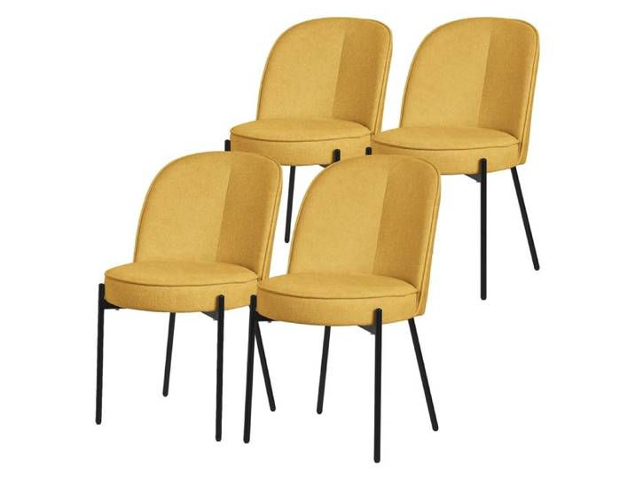 Lot de 4 chaises de salle à manger ML-Design moutarde polyester structure métal dossier arrondi