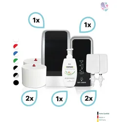 KOMPLETT-SET Toilettenkabine: Toilettenpapierspender + SENSOR Sitzreinigung + Reinigungsschaum + Füllmittel