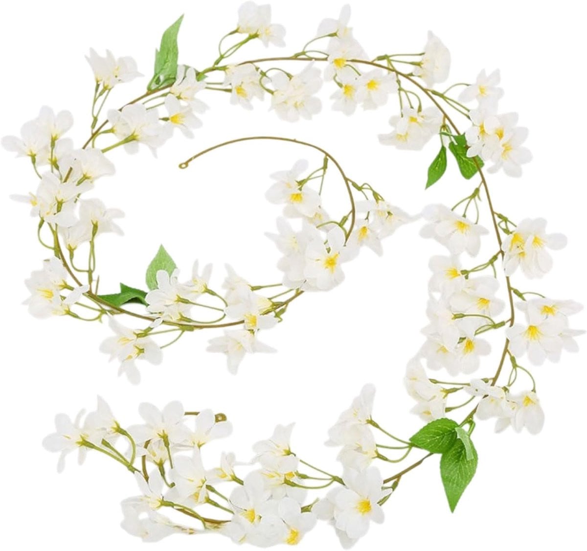 Witte kunstbloemen slinger van zijde voor decoratie, 2.3 meter