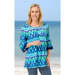 Modal-Bluse in Druck türkis in Größe 40 von DW-Shop, Türkis, 40