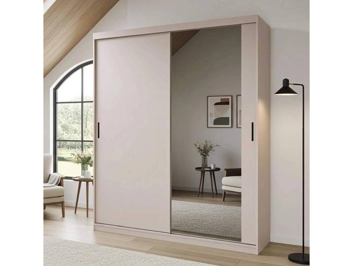 Kleiderschrank MIRANO 200x215 cm Kaschmir Schwebetürenschrank Beige Groß