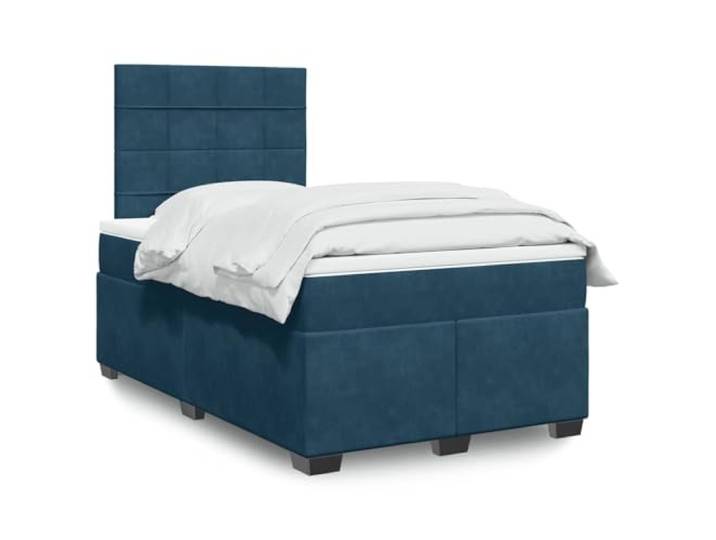 RJPLMFV Lattenrost mit Matratze, Veloursblau, 120 x 200 cm Taschenfedern, verstellbarer Kopf, abnehmbarer Matratzenauflage, atmungsaktiver Komfort