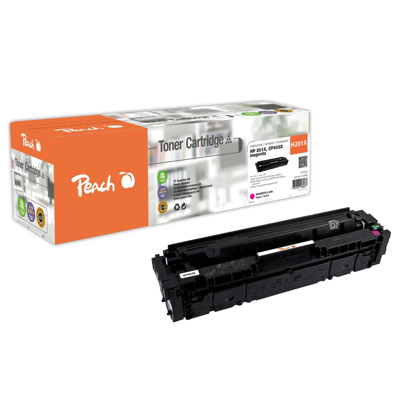 Peach HP 201 XM Toner XL ma ersetzt HP No. 201X M, CF403X für z.B. HP Color LaserJet Pro M 252 dw, HP Color LaserJet Pro M 252 n (wiederaufbereitet)