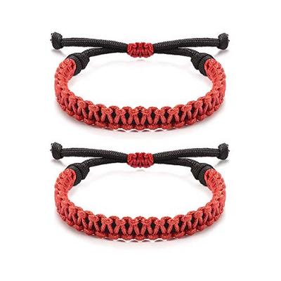 Handmade Paracord Bracelet, Unisex Friendship Distance Matching BFF Wax Rope String, Personalized Friendship Gift red