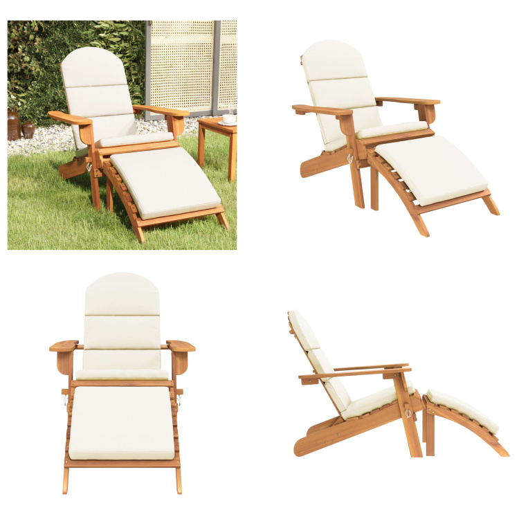vidaXL Adirondack Gartenstuhl mit Fußstütze Massivholz Akazie - Gartenstuhl - Gartenstühle - Gartenmöbel - Loungesessel