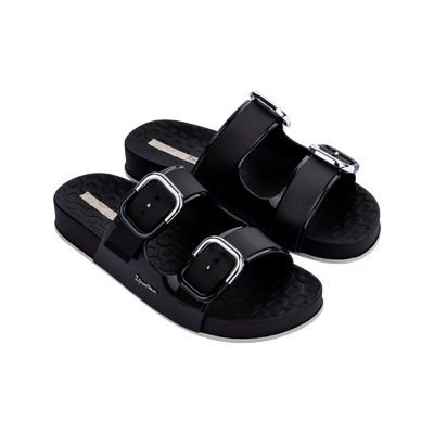 Sandale IPANEMA "IPANEMA SHORE SLIDE FEM", Damen, Gr. 39, schwarz, schwarz, beige, Synthetik, Schuhe Sandale, für Alltag, leicht profilierte Laufsohle, sportlicher Stil