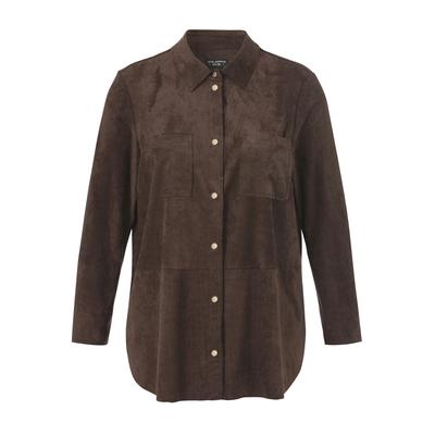 Hemdbluse VIA APPIA DUE "VIA APPIA DUE Bluse", Damen, Gr. 48, braun (kaffee), Casual, regular fit, Blusen Hemdbluse, Große Größen