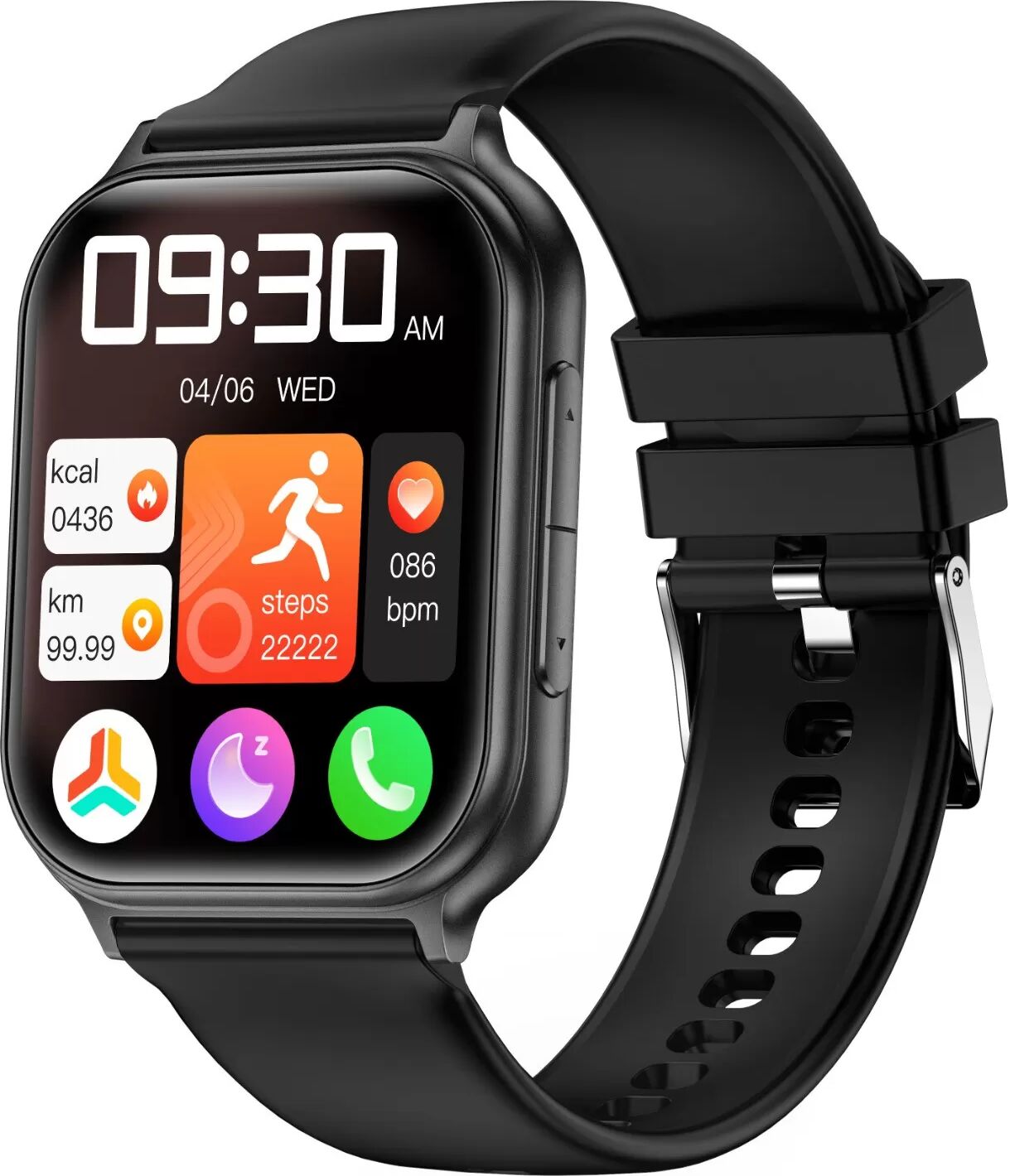 INF Multifunktionale Smartwatch mit Gesundheitsüberwachung und Bluetooth-Anrufunterstützung Schwarz