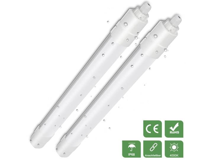 Pack de 2 lampes LED connectables pour salle humide, 120 cm, 36W 4000LM, étanches IP68, lampe de plafond, blanc neutre 4000K pour garage, sous-sol