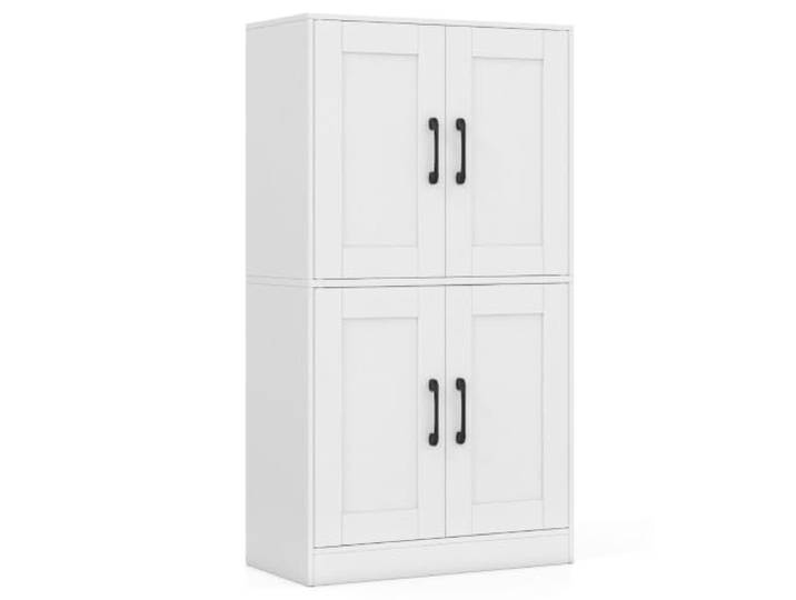 Helloshop26 20_0016049 Aufbewahrungsschrank 60 x 30 x 110 cm mit verstellbaren Einlegeböden und verstärkter Sicherheit, modern, aus MDF-Holz, Weiß
