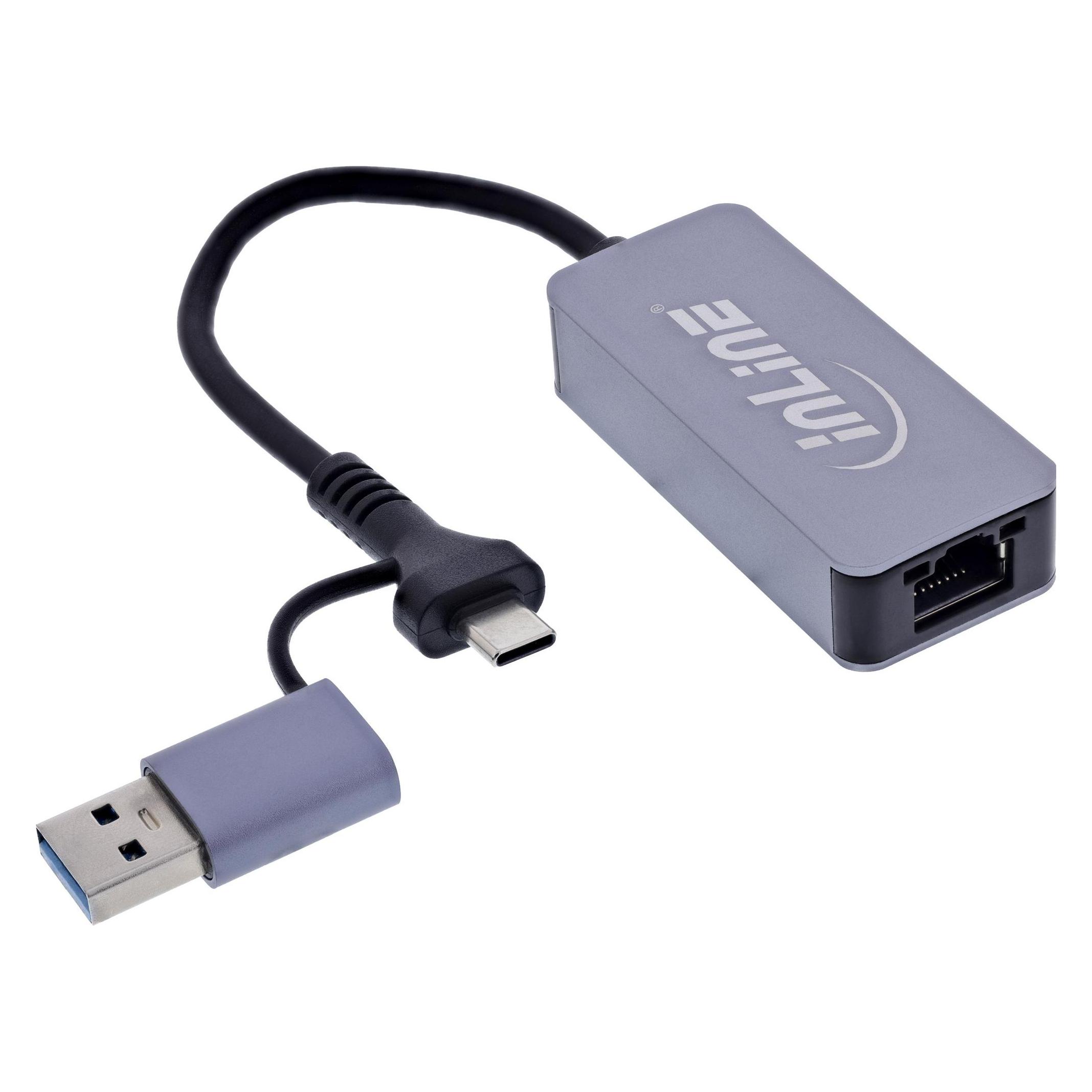 InLine USB 3.2 zu 5 Gb/s Netzwerk-Adapter (USB, USB-C) (33380T)