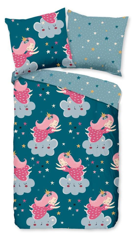Muller Textil Kinderdekbedovertrek Princesse Blauw 140x200 cm