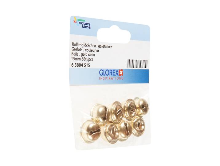 Glorex Rollenglöckchen 15 mm Gold 8 Stück