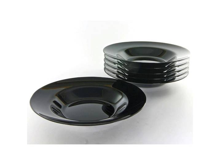 Creatable Pastatellerset Italien Party Schwarz, Schwarz, Glas, 6-teilig, rund, lebensmittelecht, stapelbar, Geschirr, Teller, Teller-Sets