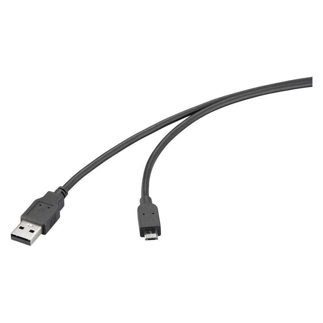 Renkforce USB-Kabel USB 2.0 USB-A Stecker, USB-Micro-B Stecker 3.00 m Schwarz (3 m, USB 2.0) (RF-6830434)