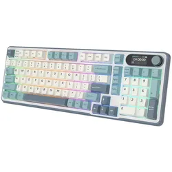 Royal Kludge RK S98 Mechanische Tastatur – US-Layout – Chartreuse-Schalter – Light Cloud (US, Kabelgebunden, Kabellos), Tastatur, Weiss