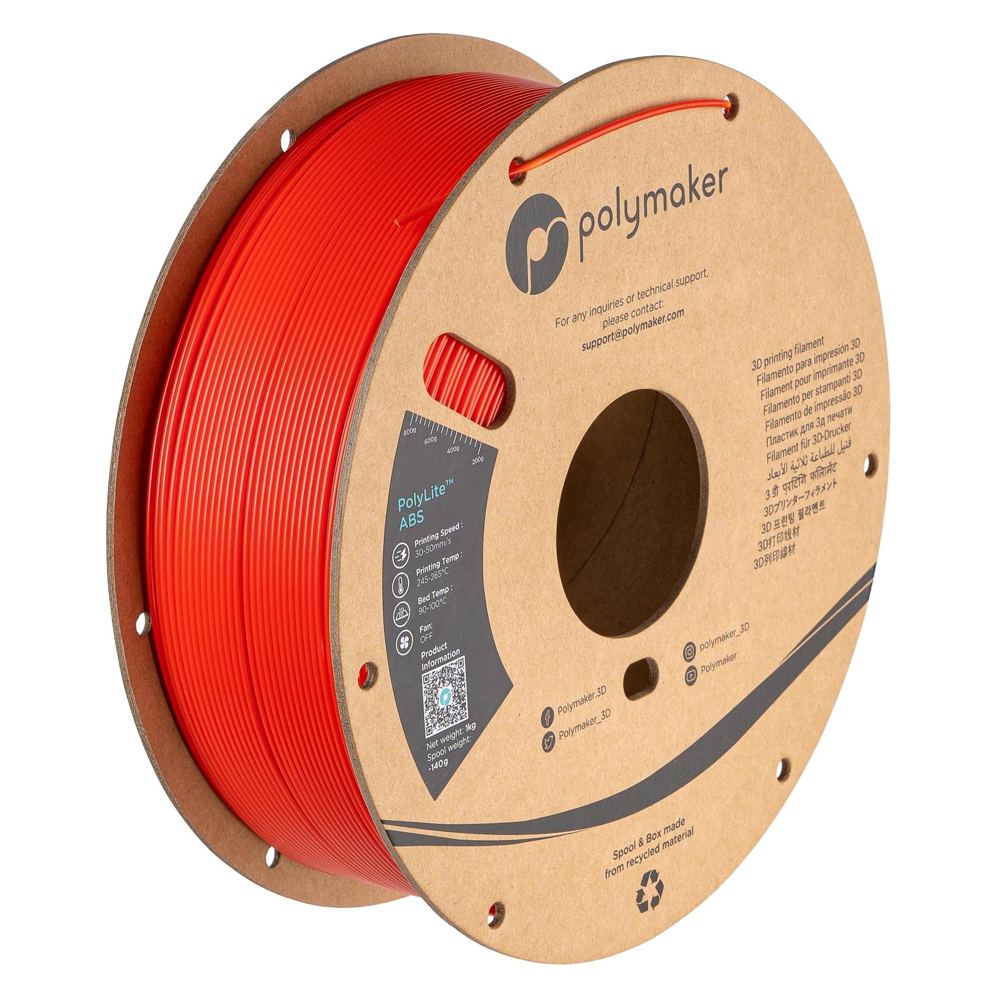 Polymaker PE01004 PolyLite Filament ABS geruchsarm 1.75 mm 1000 g Rot 1 St. (ABS, 1000 g, 1.75 mm) (PE01004)