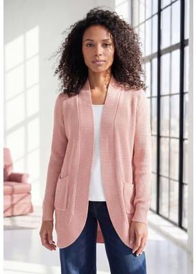 Plus Size Women's Waffle Cardigan by Roaman's in Soft Blush (Size 26/28)
