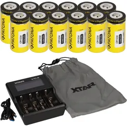 Set 12x Patona CR123A + Xtar VC4 Ladegerät Li-Ion NiMH
