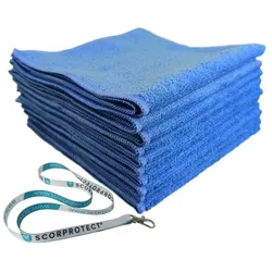 Scorprotect 10x Mikrofasertuch 40x40 cm 300 GSM Blau + Schlüsselband