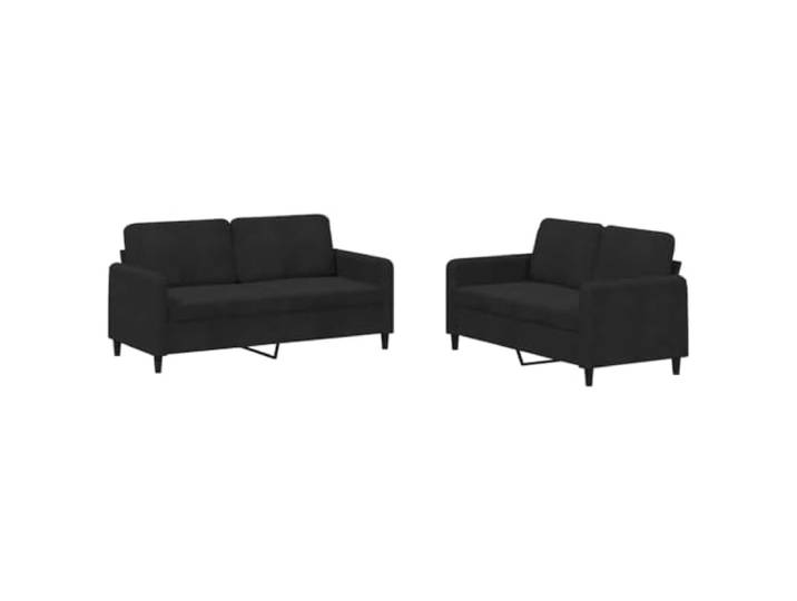RJPLMFV 2-Sitzer-Sofa, Velours, Schwarz Struktur aus Metall, gepolsterter Sitz, bequem, 110 kg pro Sitz
