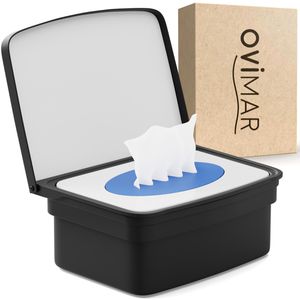 ovimar Feuchttücherbox Malmoya 81003880, schwarz, aus Edelstahl, 16,5 x 6,6 x 13 cm, zur Wandmontage